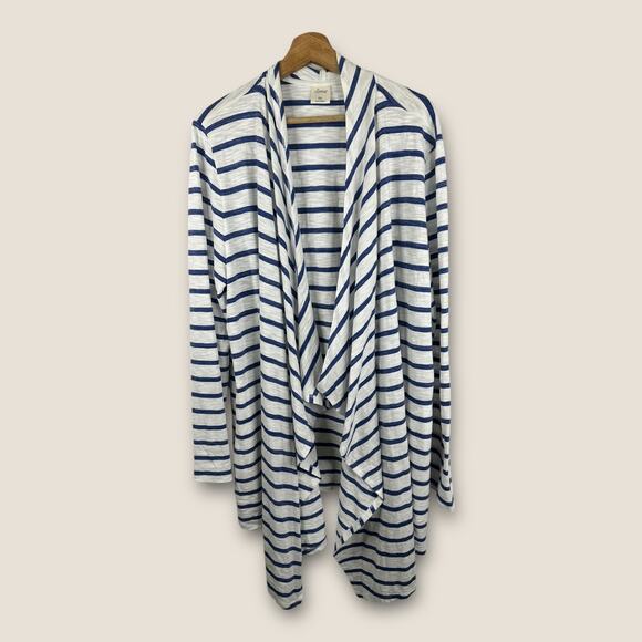 Soma Womens size XXL Slub Terry Open Front Zen Striped Waterfall Cardigan - Picture 2 of 9